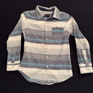 Ocean Current Blue Grey Striped Button Up Dress Shirt Boys Size Medium